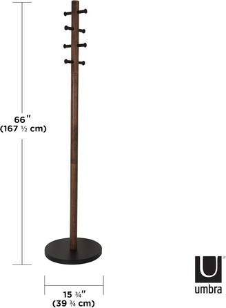 Umbra Pillar Coat Rack with Stool, Default_no_Selection_Value, White/Natural, One Size (Black/Walnut, Coat Rack)