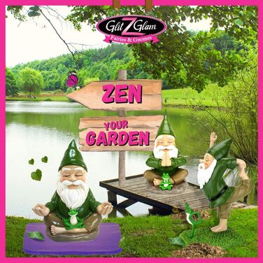 GlitZGlam Zen-Zwerg – Peace and Tranquility for Your Fairy Garden and Garden Gnomes 9 Inch Tall Miniature Figurine