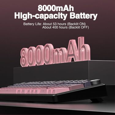 Механічна ігрова клавіатура AULA F99 Pro: RGB, Hot-swap, Wireless, QWERTY, чорно-рожева