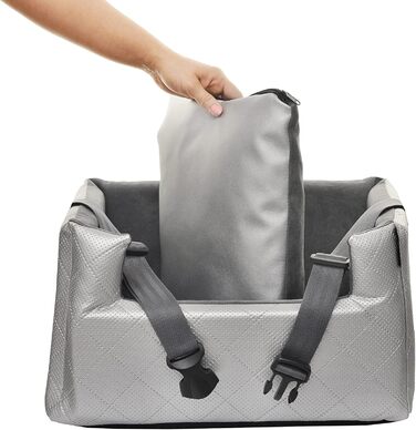 Автокрісло для собак та котів | Чорний велюр | 57x50 см | Зручне автоліжко для тварин