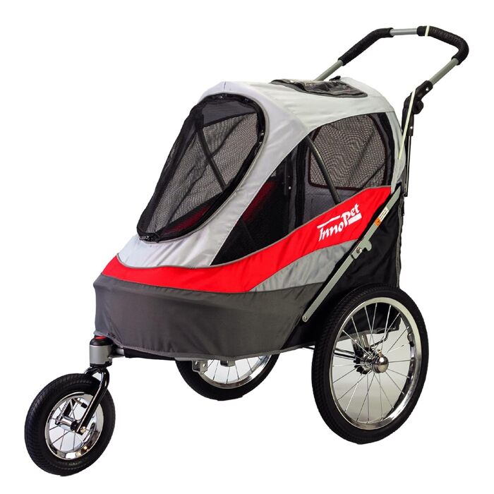 Innopet Sporty Dog Trailer Deluxe: Причіп для собак, велосипедний, червоно-білий - до 30 кг, з дощем.