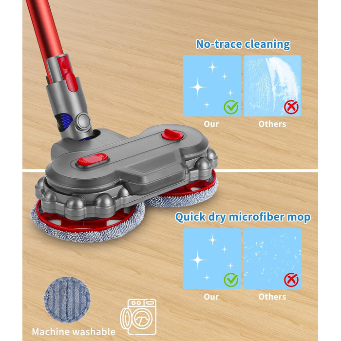 Насадка для миття підлоги Dyson V7/V8/V10/V11/V15, замінні частини, електричний мийник з баком, контейнер та 6 насадок