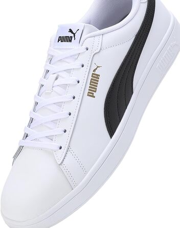 Кросівки Puma Smash 3.0 L для чоловіків, шкіряні, чорні (44.5 EU, White Black Gold)