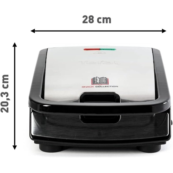 Tefal Snack Collection 4-Piece Set SW854D | Combination Appliance | Includes 4 non-stick plate sets | Dishwasher safe | Panini, waffles, sandwich, sweet pastries | 700W | Black/Stainless steel