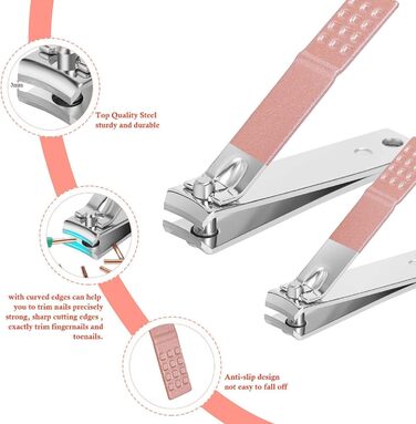 Набір для манікюру та педикюру 16 в 1: професійний набір для манікюру та педикюру з нігтьовими кусачками та ножицями, рожевий