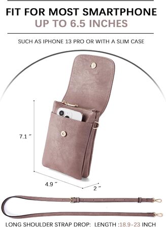 Сумка-клатч BOSTANTEN Klein через плече, сіра (A-11-lila) з PU шкіри для жінок, мобільна сумка з гаманцем