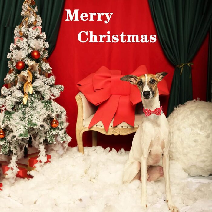 Нашийник для собак Unique Style з знімною метеликом, для маленьких, середніх та великих собак, регульований, XXS-XL (S (1 шт), Олень на Різдво)