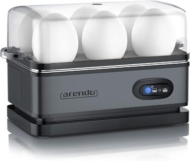 Arendo - Stainless Steel Egg Cooker with Keep-Warm Function - Tilt Switch with Indicator Light - Freely Selectable Hardness Level - Brushed Stainless Steel - BPA-Free - in Cool Grey B: Cool Grey