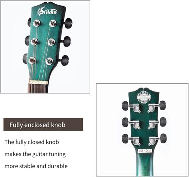 Акустична гітара Soldin 40 дюймів Premium з масивної соснової верхньої деки. Комплект: чохол, підставка, тюнер, ремінь, каподастр, струни, серветка, медіатори (Nilblau)