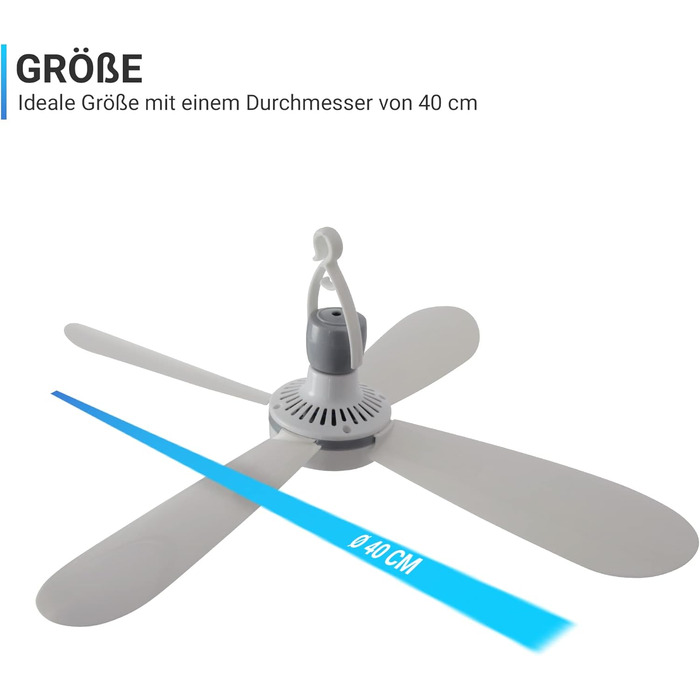 Стелянка вентилятор Bestlivings білий з кабелем 5м, Ø40 см, 220V, 5W