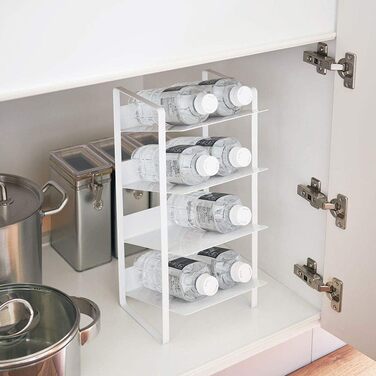 Yamazaki 4304 Tower Bottle Rack, White, Steel, Minimalist, 20 x 20.5 x 40 cm