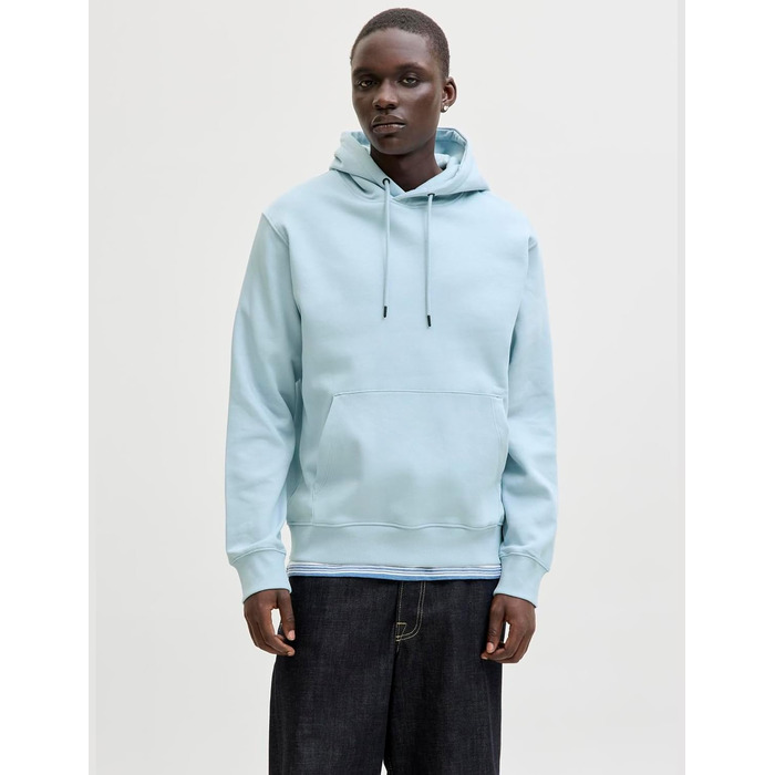 Чоловічий худі Jack & Jones однотонний з капюшоном, колір Celestial Blue, розмір XL