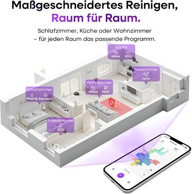 Робот-пилосос MONSGA з функцією миття, потужність 5000Pa, час роботи 180 хв, система захисту від спутання, навігація LiDAR, для килима, шерсті тварин, керування через додаток та пульт (чорний)