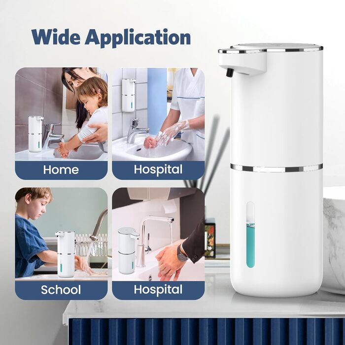Автоматичний диспенсер мила HAPPHOOH, 380 мл, сенсорний, USB, водонепроникний, для кухні, ванної, школи, готелю, пінистий