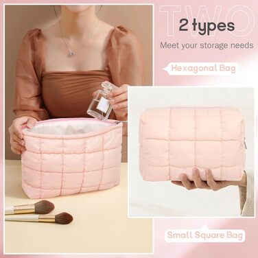 Набір косметичок для жінок: 3 шт. для макіяжу, подорожей та повсякденного використання (рожевий)