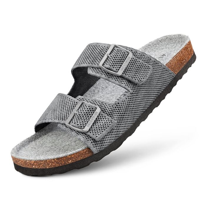 Giesswein Merino Slides жінки - Шльопанці з анатомічною устілкою з корка - Комфортні сандалі з регульованими ремінцями з ажурного трикотажу - Домашні капці з мериносовою устілкою (40 EU, Slate)