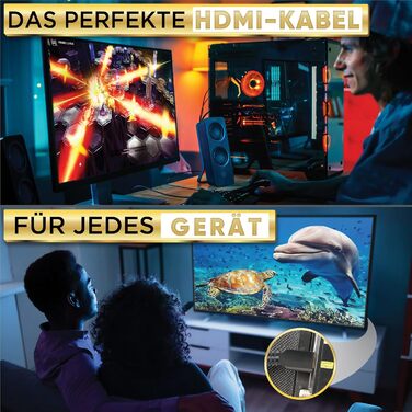 Кабель HDMI PowerBear: Висока швидкість, нейлонова обплітання, золоті конектори, 4K, 20 м