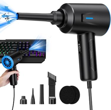 Електричний пилосос для очищення поверхонь - 500W, 5.74oz, комплект для ноутбука, клавіатури, авто, офісу (блакитний)