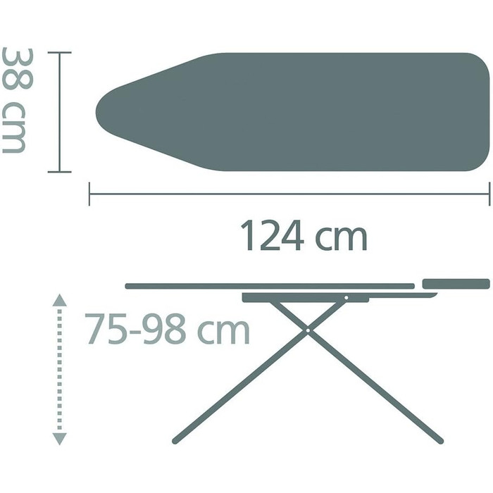 Гладильна дошка Brabantia Bügelbrett B для парогенераторів, 124 x 38 см, чорна