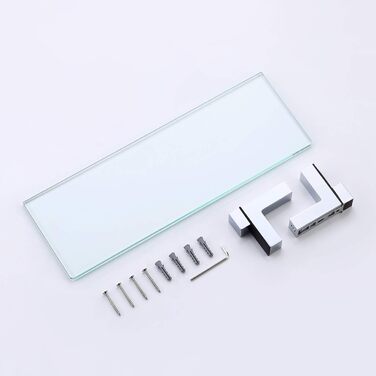 KES Shower Shelf for Hanging, Bathroom Shelf, Wall Shelf, Shower Glass Shelf, 8mm Shower Shelf, Bathroom Shelf, Tempered Glass with Shelf Supports, 60cm Brushed Nickel, BGS3201S60-2 (50 CM, Polished Chrome)