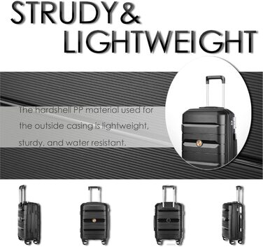 Чохол-валіза Sea Choice з розширенням, ручна поклажа, 4 шт. у наборі, 100% PP, 360° колеса, TSA-замок (Чорний)