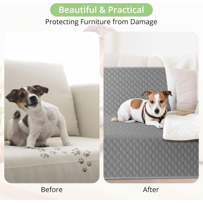 Водонепроникний килимок для собак, килимок для котів, неслизький, міцний, для захисту дивану, ліжка, автокрісла, можна прати в пральній машині (172 x 208 см, темно-сірий)