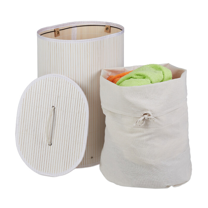 Relaxdays Bamboo Laundry Basket Oval