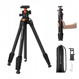 Штатив K&F Concept O235A1 + голова BH-40 + тримач для смартфона, 175 см, чорний