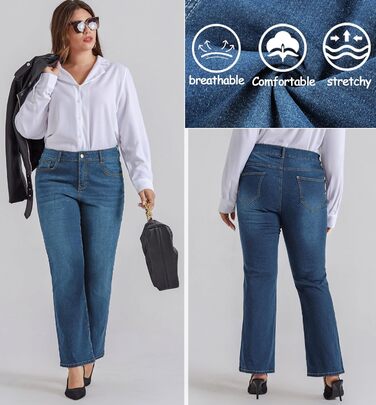 Жіночі джинси Bootcut Hanna Nikole великого розміру, висока талія, блакитний денім, еластичні