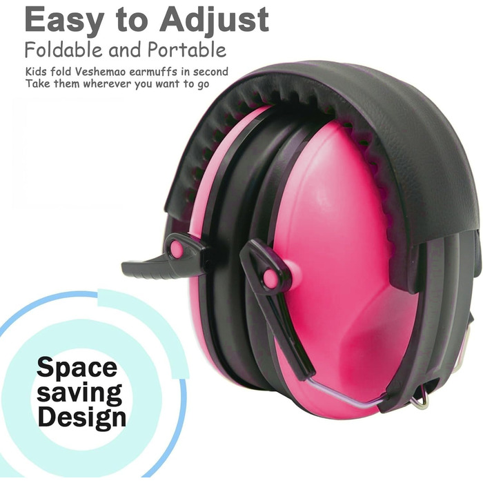 Навушники для захисту вух для дітей 3-16 років, SNR 26dB, для сну, навчання, регульоване обруч (Рожеві)