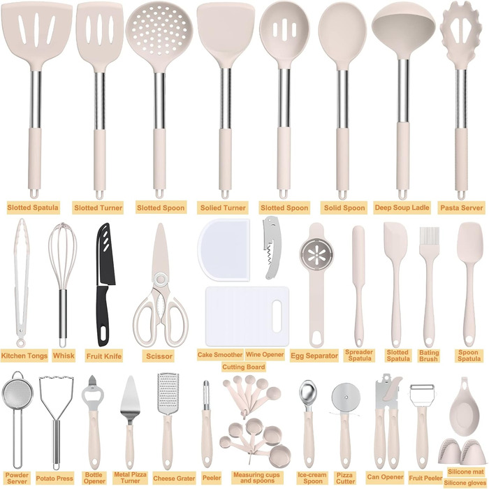 Набір кухонних аксесуарів Umite Chef, 43 шт., силікон, для антипригарного посуду