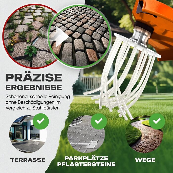 GARDCORE® 2-в-1 щітка для видалення бур'янів і тример для мотокоси, очищення швів і газону, з 30 м волосіні, насадка для бензокоси від 1,4 к.с.