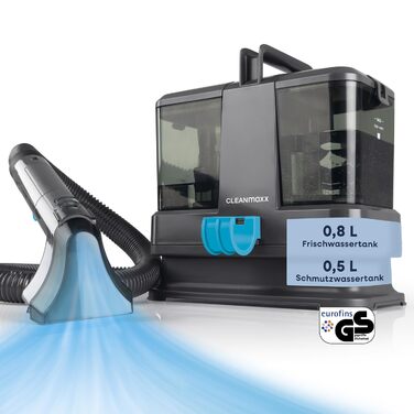 CLEANmaxx Професійний пароочисник для меблів та килимів Pro Steam | 3в1: для меблів, локальних забруднень, миття | Видаляє плями з килимів, авто, диванів тощо (Чорний, компактний 330W)