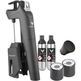 Coravin Timeless Three+ Wine Preservation System | Easy to Use & Protects Wine from Oxidation for 2+ Years | Includes 2 Pure Argon Gas Capsules, Black