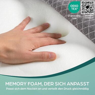 Ергономічна подушка для шиї Flowen з ефектом пам'яті (Memory Foam) від болю в шиї та хропіння, універсальна для будь-якої пози сну, темно-сіра