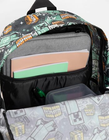 Рюкзак Minecraft для хлопчиків: ігровий рюкзак з принтами Creeper, Zombie, Skelett, Enderman та Павук з печери | Для школи, подорожей, геймінгу та щоденних виходів (Aop Creeper)