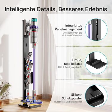 Підставка для пилососів Dyson з 4 гачками та 4 полицями, сумісна з серіями Gen5, V15, V12, V11, V10, V8, V7 та V6, без свердління, для зберігання пилососа та аксесуарів