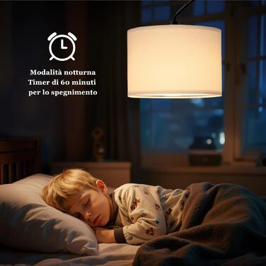 Торшер для вітальні Stehlampe з димером, LED E27, пульт ДУ, 3000K-6000K, бежевий (білий абажур + чорна база). Регульований кут нахилу 350°, висота 180 см.