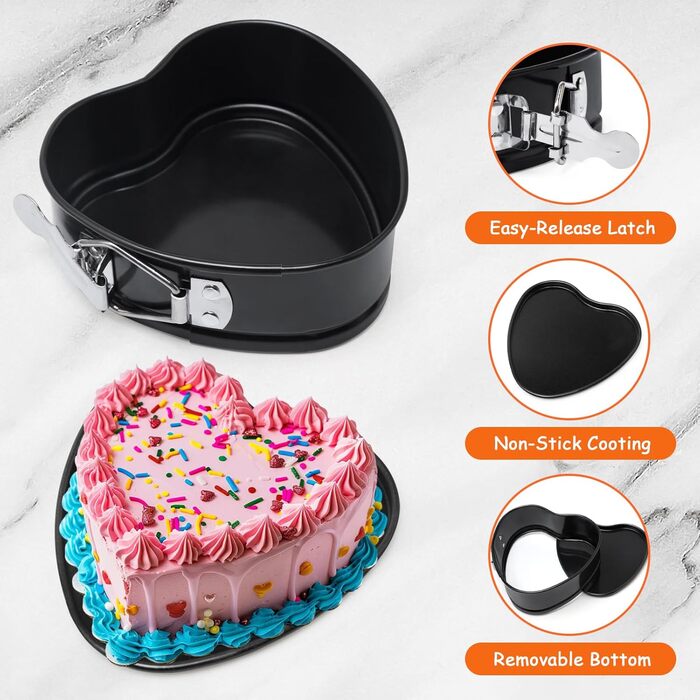 Форма для випічки BelleStyle Kleine Herz, 4 шт., 12 см, серцеподібна, антипригарна, з плоским дном, для випічки тортів, хліба