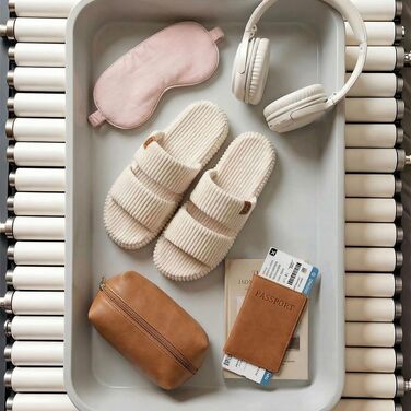 Жіночі домашні капці LongBay з ефектом пам'яті (Memory Foam), відкриті пальці, зручні тапочки-сліпери з двома ремінцями, бежеві, розмір 40/41 EU