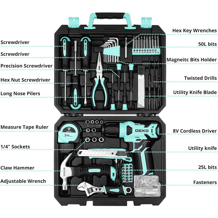 Набір інструментів DEKO 126 шт. у кейсі: для дому, офісу та саду
