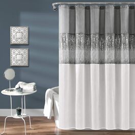 Шторка для душу Lush Decor Night Sky, 183x183 см, сірий та білий колір