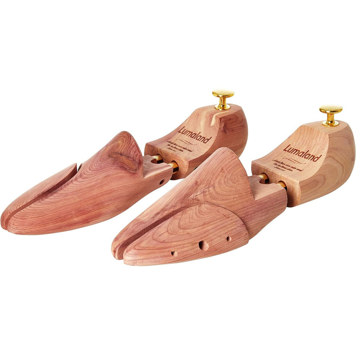 Lumaland® Premium Cedarwood Shoe Trees for Women and Men | Double spring for perfect shape retention, split & adjustable front piece | Includes cotton storage bag