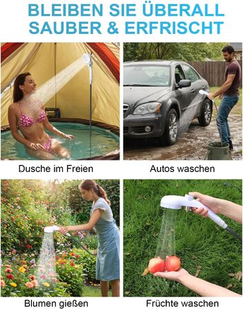 AUTOPkio Camping Shower 12V, Portable Plug-and-Play Outdoor Camping Shower Set with Upgraded Pump for RV, Travel, and Car Washing (Without Spray Gun)