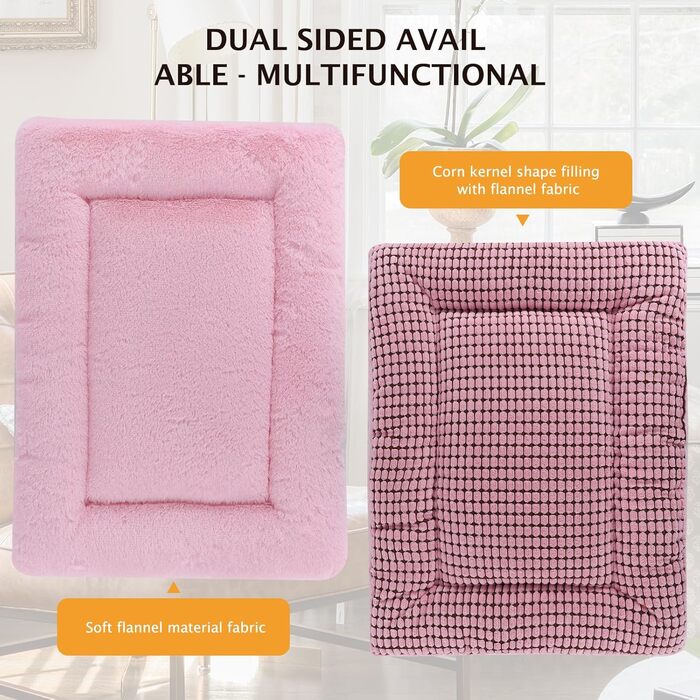 Dog Bed Soft and Warm Mat Dog Cushion Washable Cozy Reversible Pet Sofa Cushion PS085 (106x71 CM, Pink)