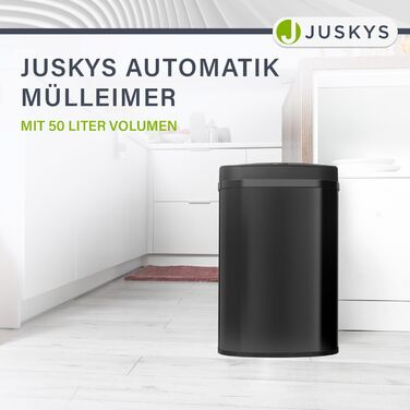 Відро для сміття Juskys з датчиком руху, 50л, нержавіюча сталь, кутовий, з кришкою-затискачем для пакетів
