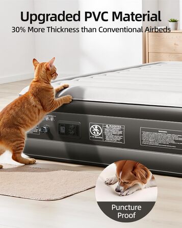 Надувне ліжко CHILLSUN® з електричним насосом, 203x152x46 см, для кемпінгу та гостей, водонепроникне, легко складається (1 особа)