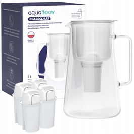 Скляний фільтр-кувшин AquaFloow ClassGlass White + 5 змінних фільтрів Class