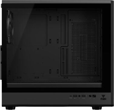 Ігровий корпус Itek Woody W2B ATX Tower, 4 вентилятори 140мм, USB 3.0, Type-C, дерев'яна передня панель, загартоване скло, чорний