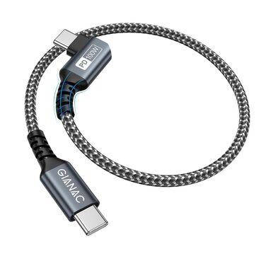 Кабель USB-C на USB-C 100W, 90° з E-Mark, 15 см, для Macbook Pro/Air, iPad Pro, Samsung Galaxy, Huawei